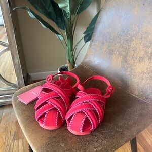 Farm Rio Red Zig Zag Stitch Sandals size 7